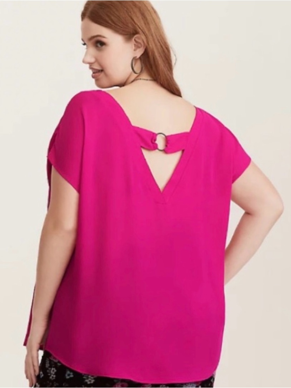 NWT Torrid Barbie Pink Georgette Pullover O-Ring Blouse